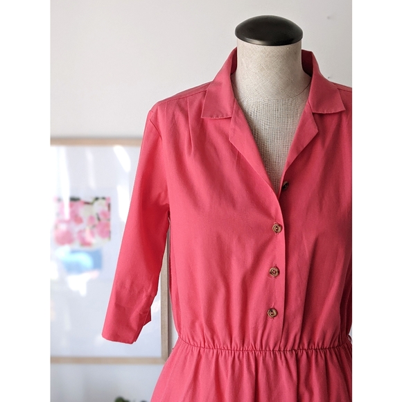 vintage 60s style pink button up shirt dress - Picture 1 of 13